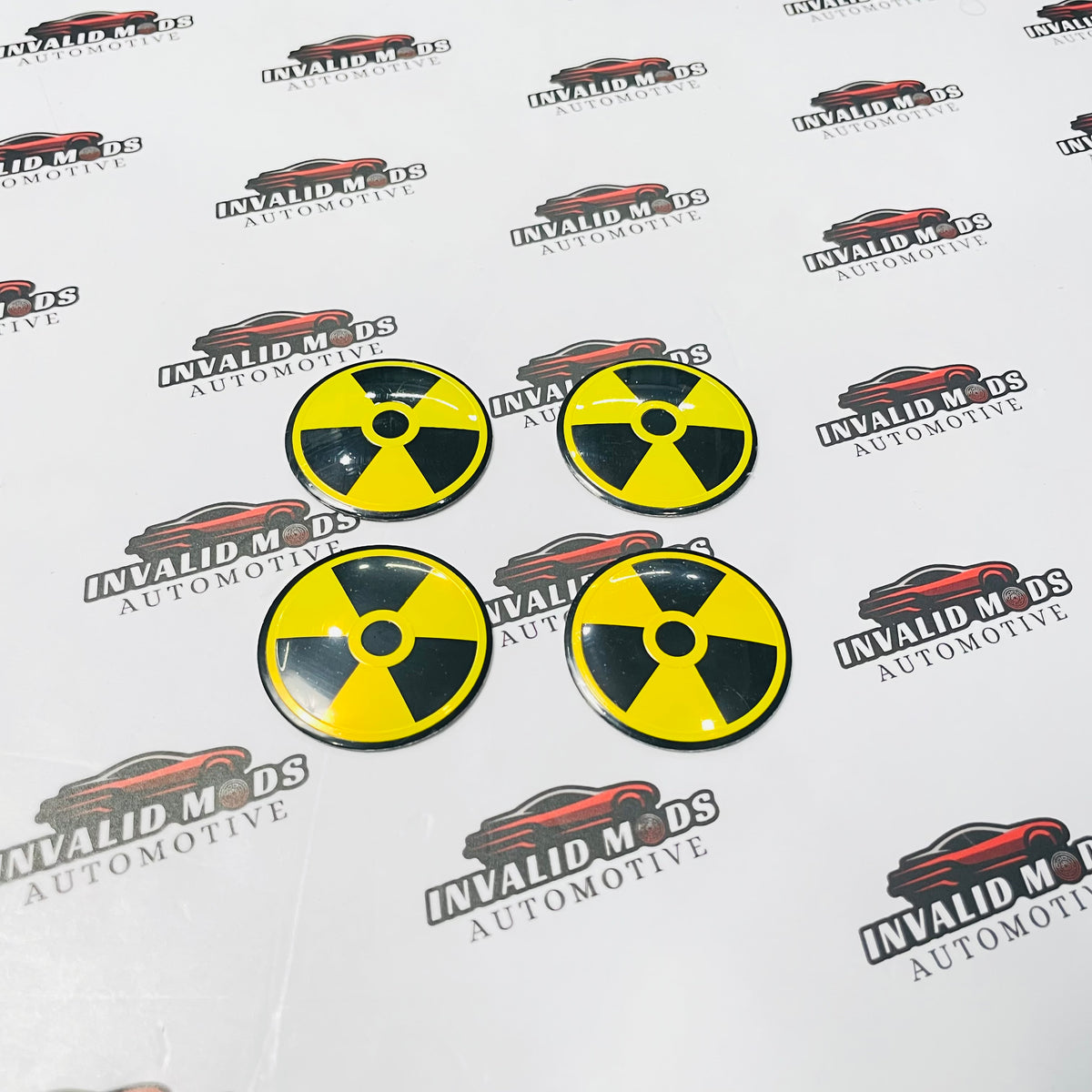 Radiation Symbol Wheel Stickers | Universal Car Wheel Decals – Set of 4
