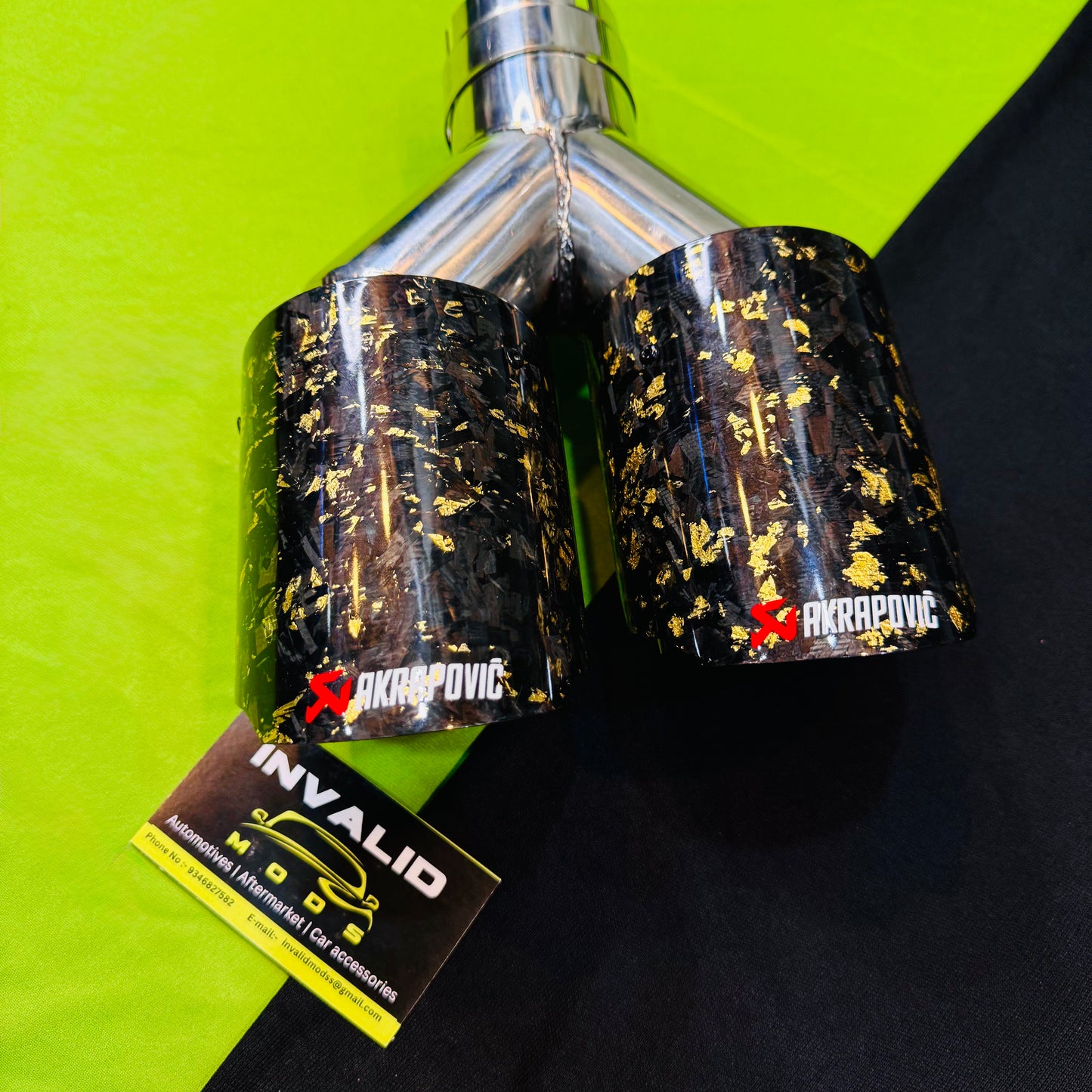 Akrapovic Dual Exhaust Tip | Golden Forged Carbon Akra Dual Tip