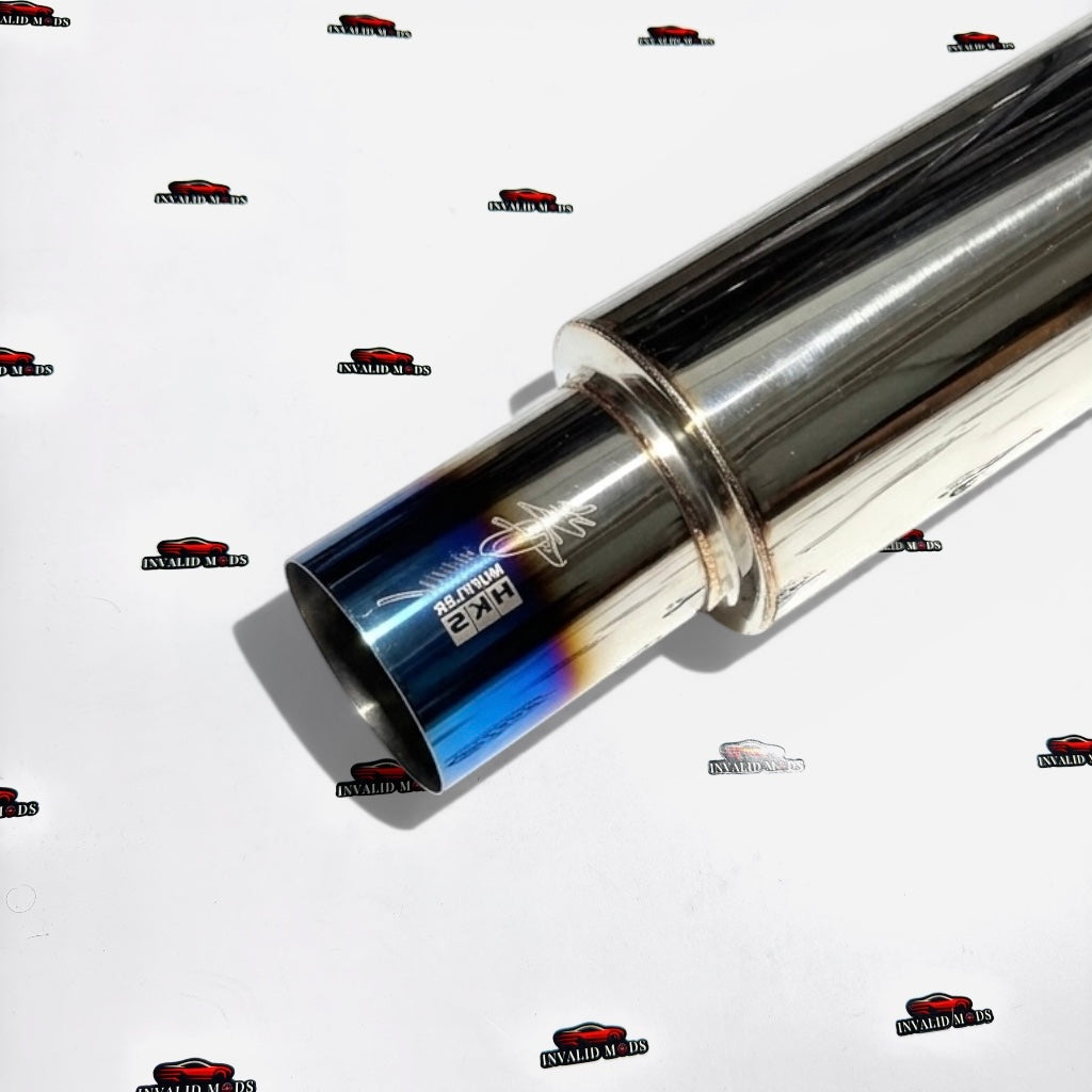 HKS Style Single Exhaust Tip | Universal Burnt Finish Free Flow Muffler Upgrade