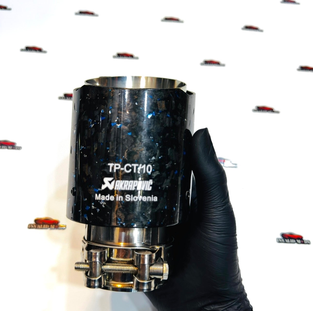 Akrapovic Blue Forged Carbon Exhaust Tip – Single Outlet