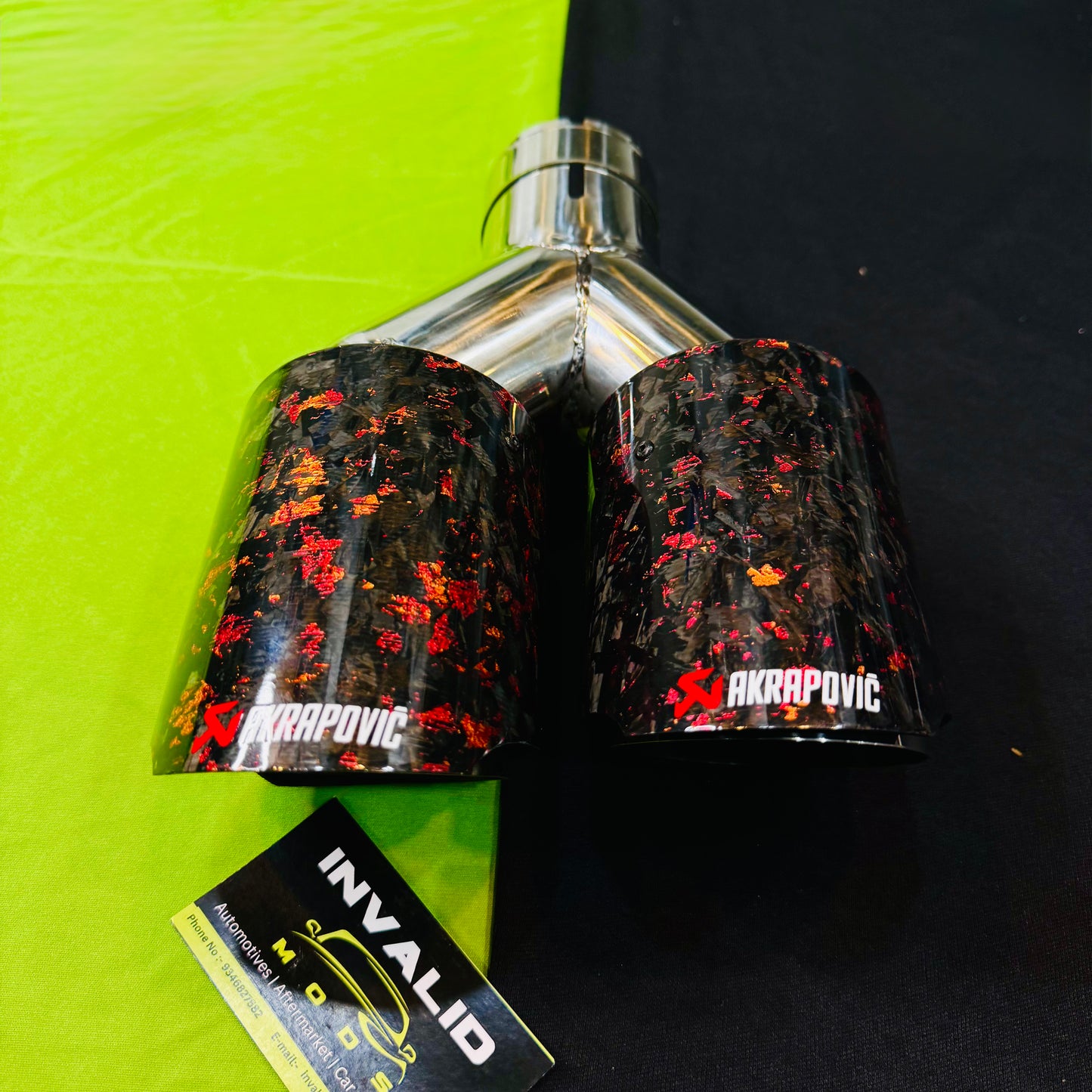 Akrapovic Dual Tip | Akra Red Forged Carbon Dual Exhaust Tip