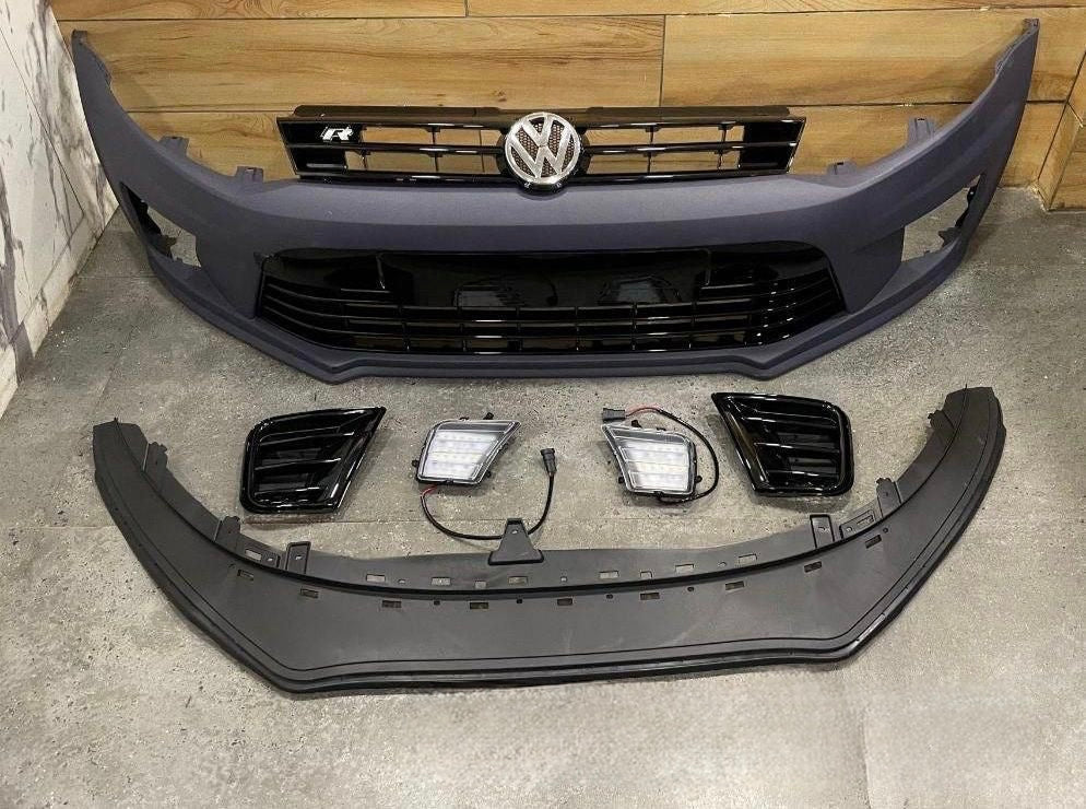 Volkswagen Polo & Vento WRC-Style Front Bumper Kit with DRLs – Aftermarket Upgrade