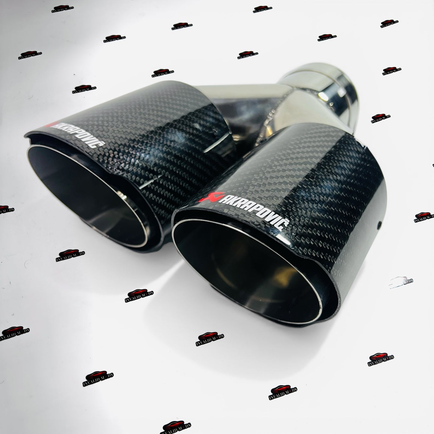 Akrapovic Style Carbon Fiber Exhaust Tip – Dual Outlet Gloss Finish | Universal Fit