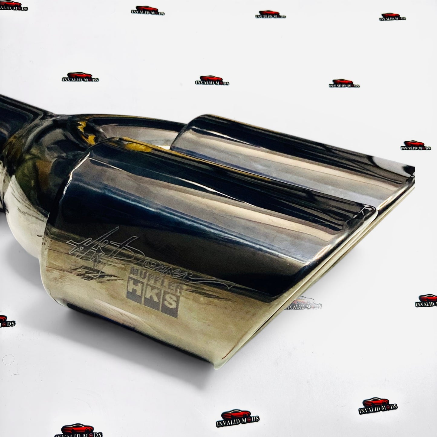 HKS Style Dual Exhaust Tip Gloss Black | 2.5" Inlet 3" Outlet Universal Stainless Steel