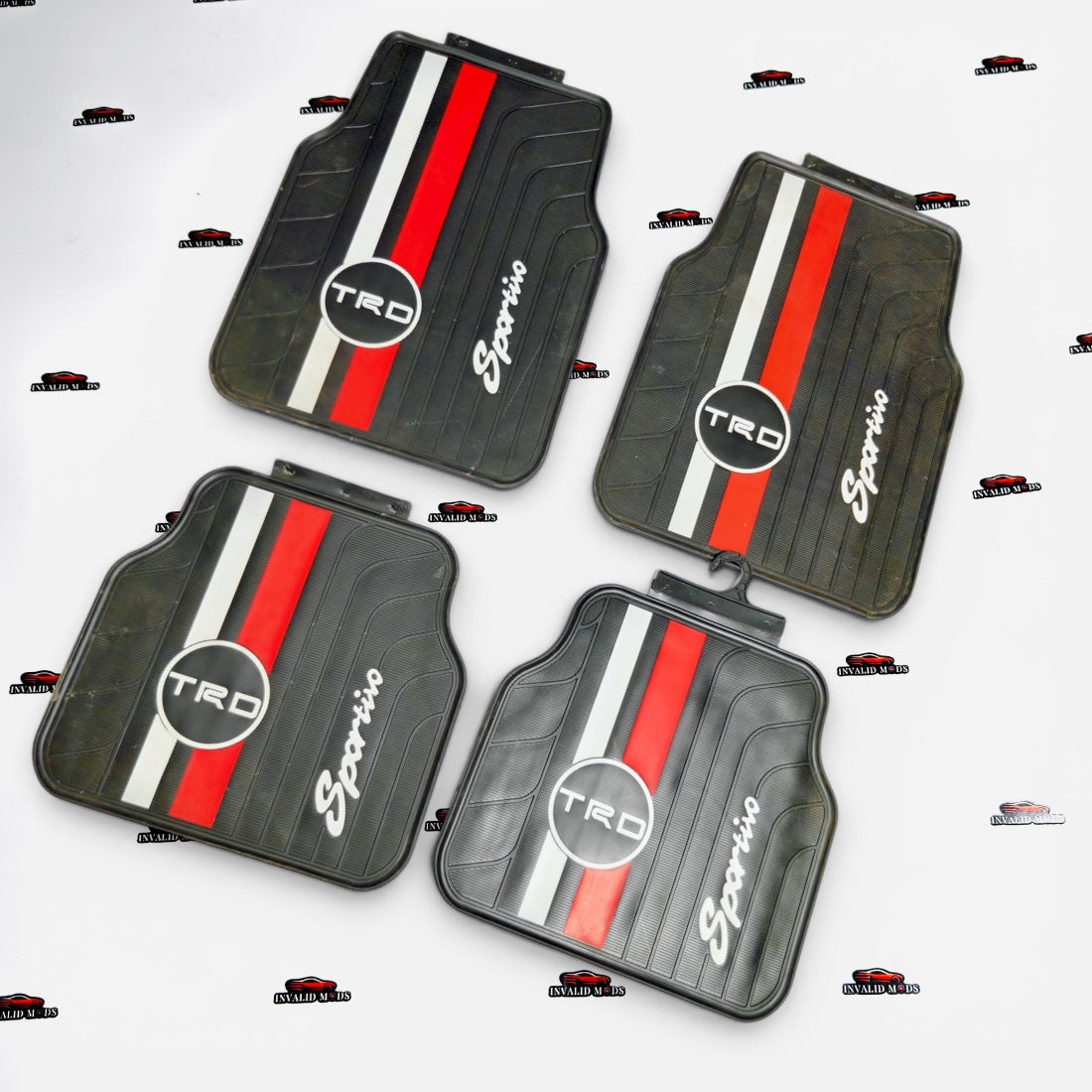 TRD JDM Universal Car Floor Mats | Premium Rubber Anti-Slip Floor Mat Set (Set of 4)