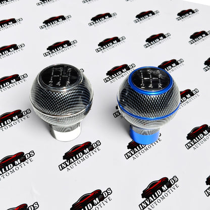MOMO Round Gear Knob | Carbon Fiber Finish | Universal Manual Car Shift Knob
