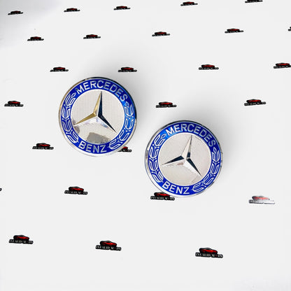 Mercedes-Benz Wheel Center Caps – Black, Blue & Light Blue (Set of 4)