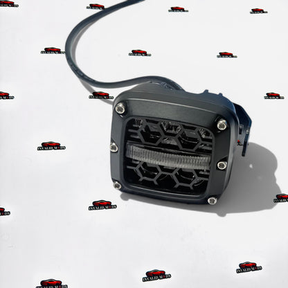 HJG 4-Lens Honeycomb Auxiliary Lights | 120W LED Off-Road Driving Lights for Cars & Bikes