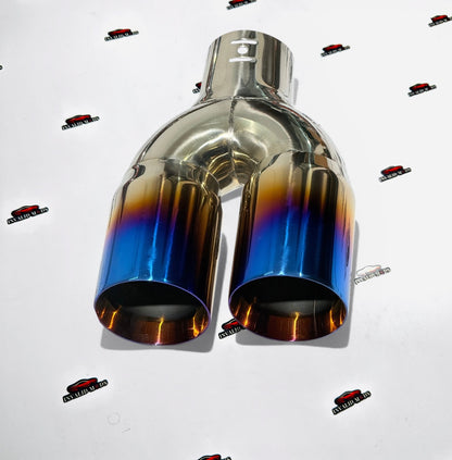 HKS Style Dual Exhaust Tip Burnt Blue | Stainless Steel Universal Performance Muffler Tip