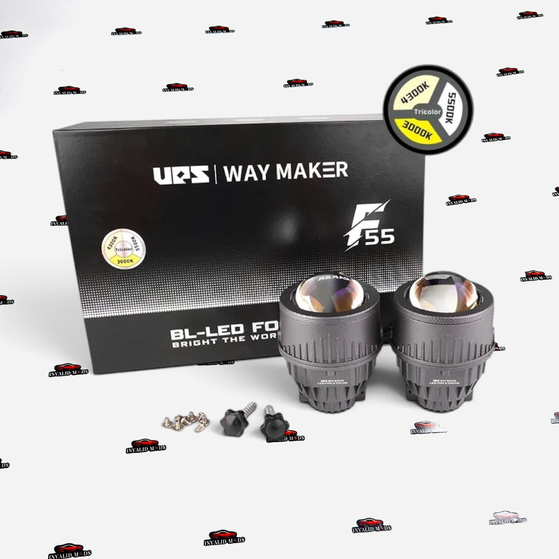 UPS Way Maker F55 3-Inch Tri-Color Bi-LED Projector Fog Lamp – Universal Fit