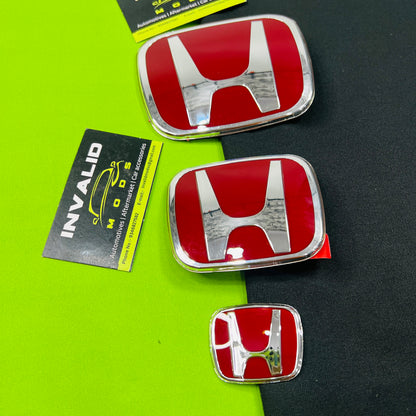 Honda JDM Type-R Red Emblem (Set of 3) | Honda H Replacement Logos