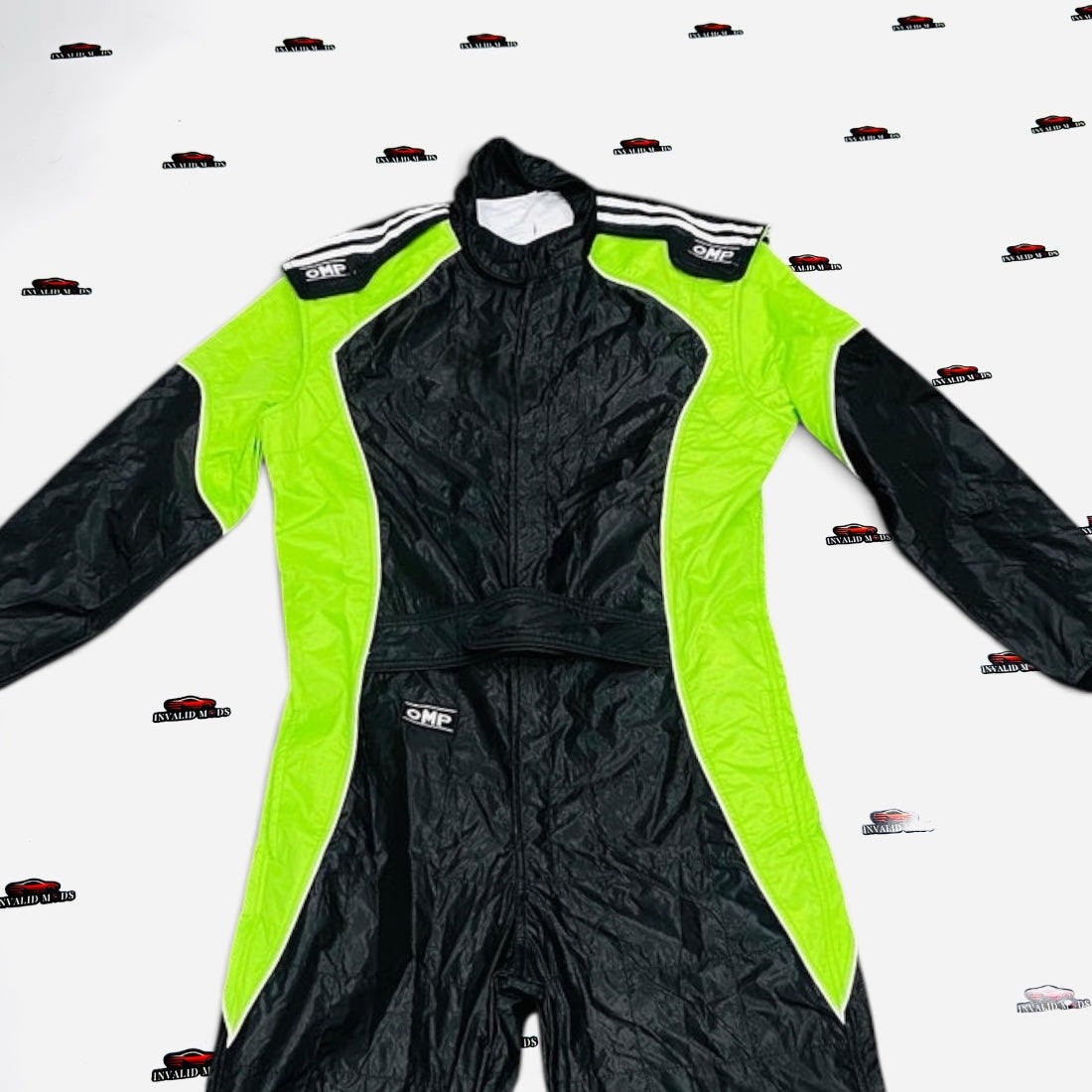 OMP Racing Suit Black & Green – Premium Dual-Color Auto Racing Gear