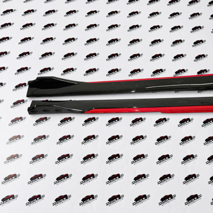 Universal 240 Side Skirt Extensions | Gloss Black with Red Accent Lip