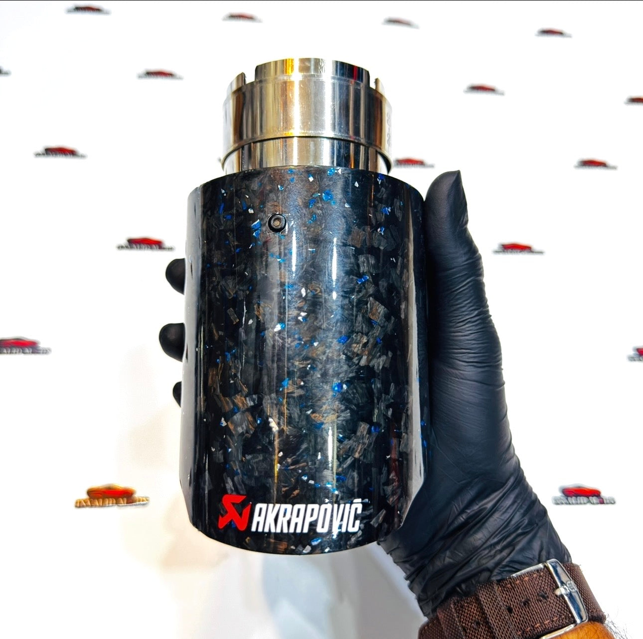 Akrapovic Blue Forged Carbon Exhaust Tip – Single Outlet