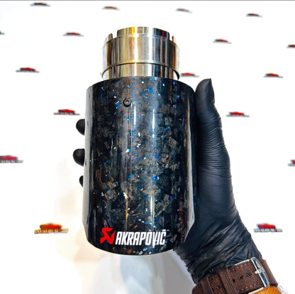 Akrapovic Blue Forged Carbon Exhaust Tip – Single Outlet