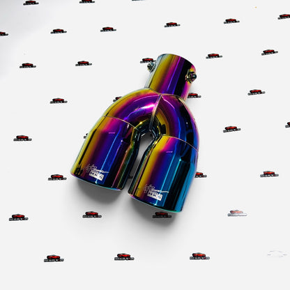 HKS Style Dual Exhaust Muffler Tips | Burnt, Rainbow & Gloss Black Finishes | Universal Performance Exhaust Tips