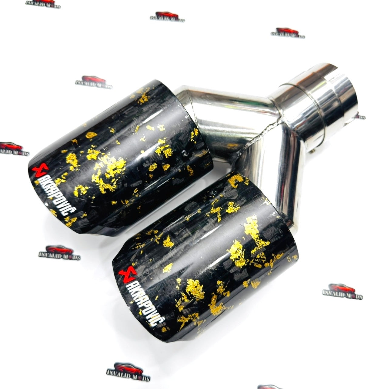 Akrapovic Dual Exhaust Tip | Golden Forged Carbon Akra Dual Tip
