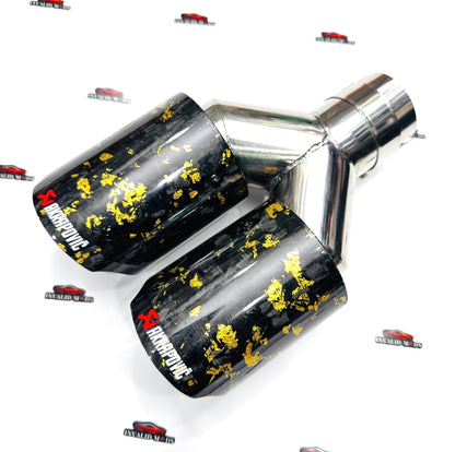 Akrapovic Dual Exhaust Tip | Golden Forged Carbon Akra Dual Tip