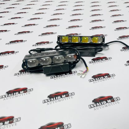 4 LED Auxiliary Spotlight Lights (Set of 2) | Dual Color White & Yellow Beam | High-Range Bright LED Lamps for Cars
