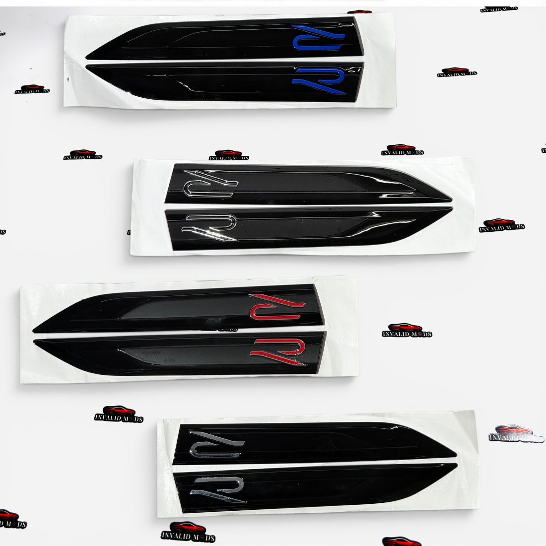 VW R Logo Fender Emblems Long Design | OEM-Style Side Badges for Volkswagen