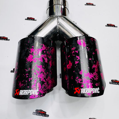 Akrapovic Dual Exhaust Tip | Pink Forged Carbon Finish | Universal Stainless Steel Performance Exhaust Tip