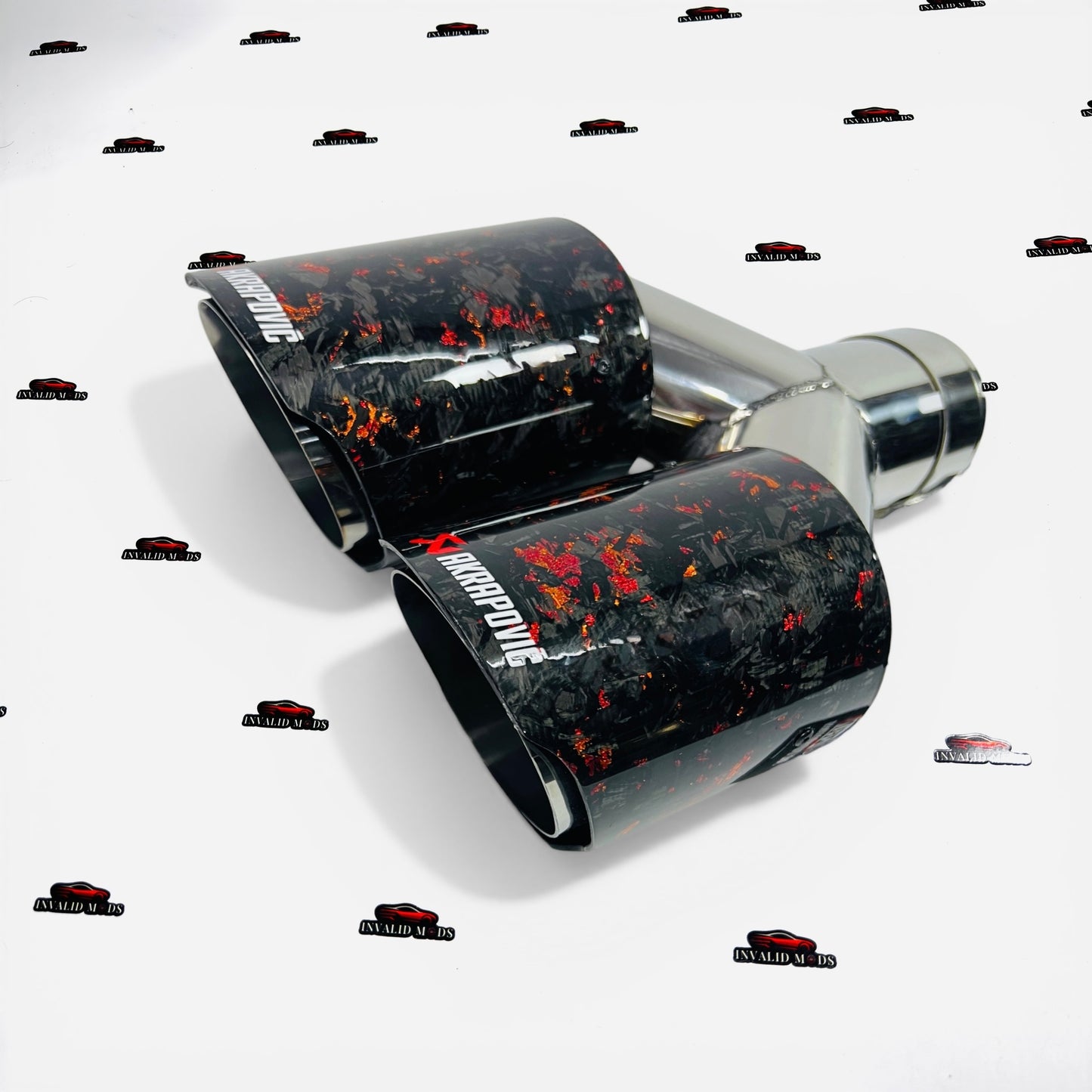 Akrapovic Style Red Forged Carbon Dual Exhaust Tip | Universal Stainless Steel Performance Upgrade