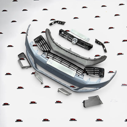 Volkswagen R-Line Front Bumper Kit with DRL Lights | Sporty Front Lip Upgrade for VW Polo & Vento