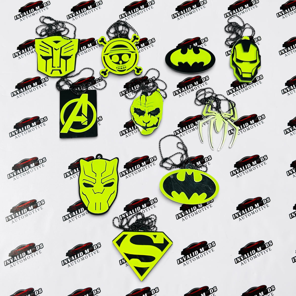 Neon Fluorescent Car Mirror Hanging – Marvel & DC Superhero Collection