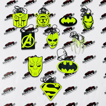 Neon Fluorescent Car Mirror Hanging – Marvel & DC Superhero Collection