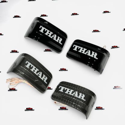 Mahindra Thar Mirror Covers with Integrated LED Lights | Gloss Black | Compatible with 2020+ Models