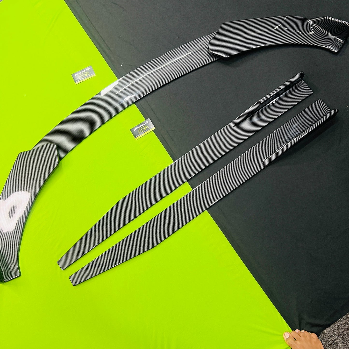Universal 5 Pc Front Splitters & Side Skirts | Carbon Fiber | ABS