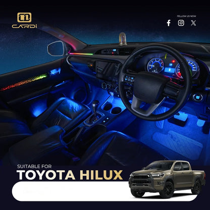Toyota Hilux Ambient Lighting Kit | Cardi 18-in-1 RGB Interior Lights | App, Touch & Voice Control