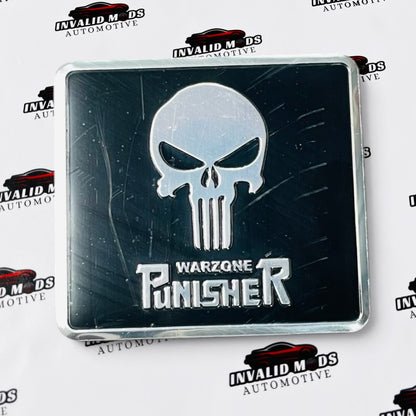 Warzone Punisher Car Exterior Sticker | Premium Metal Badge in Black & Red