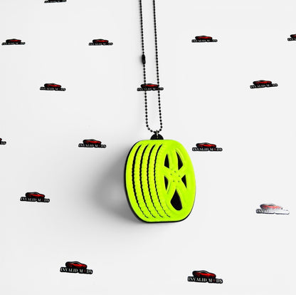 "Fluorescent Green Car Mirror Hanging – Stylish Interior Car Accessory for Modern Vehicles"