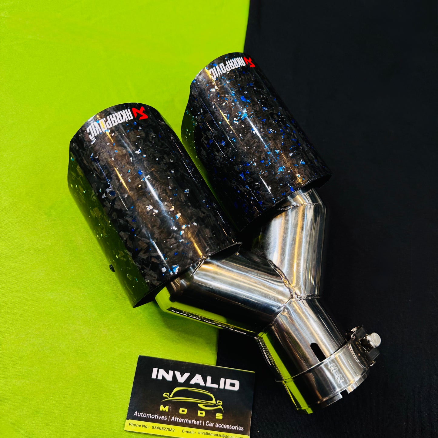 Akrapovic Dual Exhaust Tip | Blue Forged Carbon Akra Dual Tip