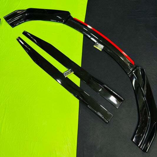 Universal 6pc Redlip Splitter | Red & Black | Front + Sides ABS
