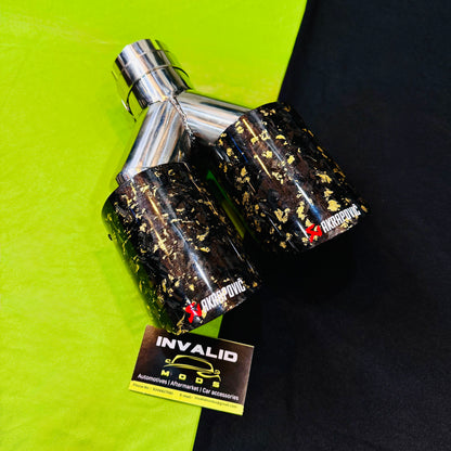 Akrapovic Dual Exhaust Tip | Golden Forged Carbon Akra Dual Tip