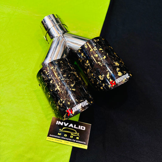 Akrapovic Dual Exhaust Tip | Golden Forged Carbon Akra Dual Tip