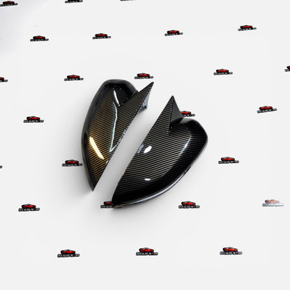 Batman Style Mirror Covers for Tata Punch, Nexon, Tiago & Tigor | Gloss Black ABS