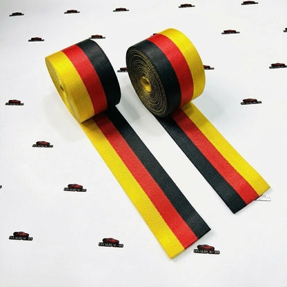 German Flag Seat Belt Webbing – Universal Tricolor Polyester Strap | Black Red Yellow Seat Belt Replacement