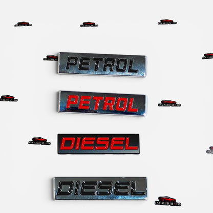 Petrol & Diesel Exterior Badges | Premium Fuel Type Emblems for Cars