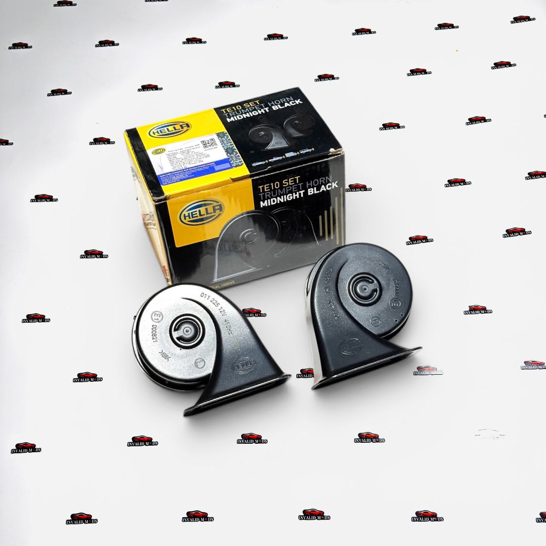 Hella TE10 Trumpet Horn Set (2 Units) | Midnight Black, Loud Dual-Tone Horns for Cars