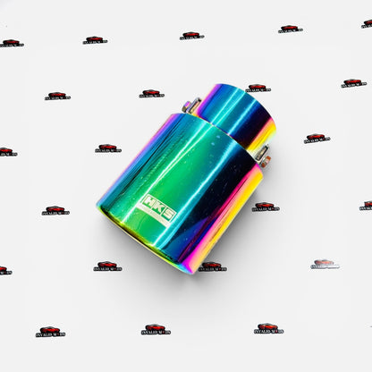 HKS Single Exhaust Tip | Universal Stainless Steel Performance Exhaust Tip | Burnt, Neo Chrome & Rainbow Finish