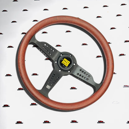 MOMO JDM Wooden Steering Wheel | Flat Design Universal Classic Racing Wheel 350mm
