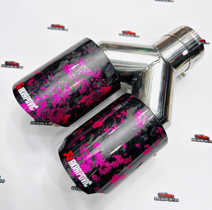 Akrapovic Dual Exhaust Tip | Pink Forged Carbon Finish | Universal Stainless Steel Performance Exhaust Tip