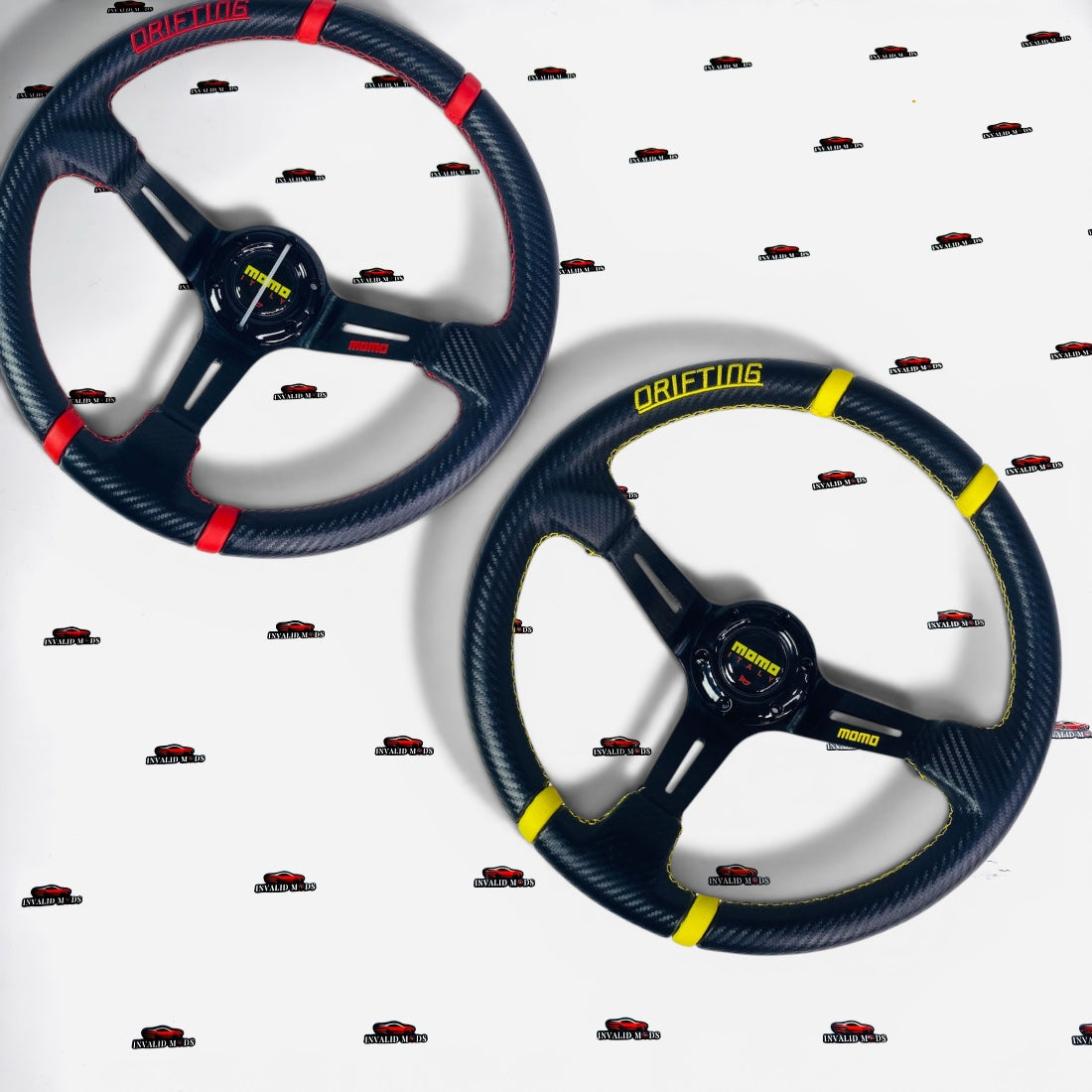 MOMO Drifting Steering Wheel – Carbon Fiber Grip with Color Accents | Performance Racing Steering Wheel