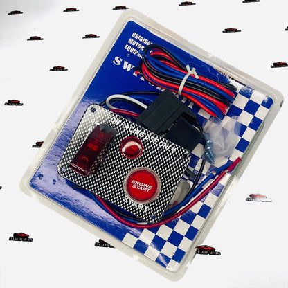12V Racing Ignition Switch Panel with Push Start Button (Carbon Fiber) – Car Engine Start Upgrade