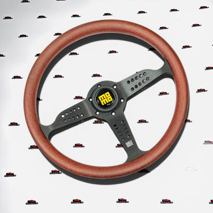 MOMO JDM Wooden Steering Wheel | Flat Design Universal Classic Racing Wheel 350mm