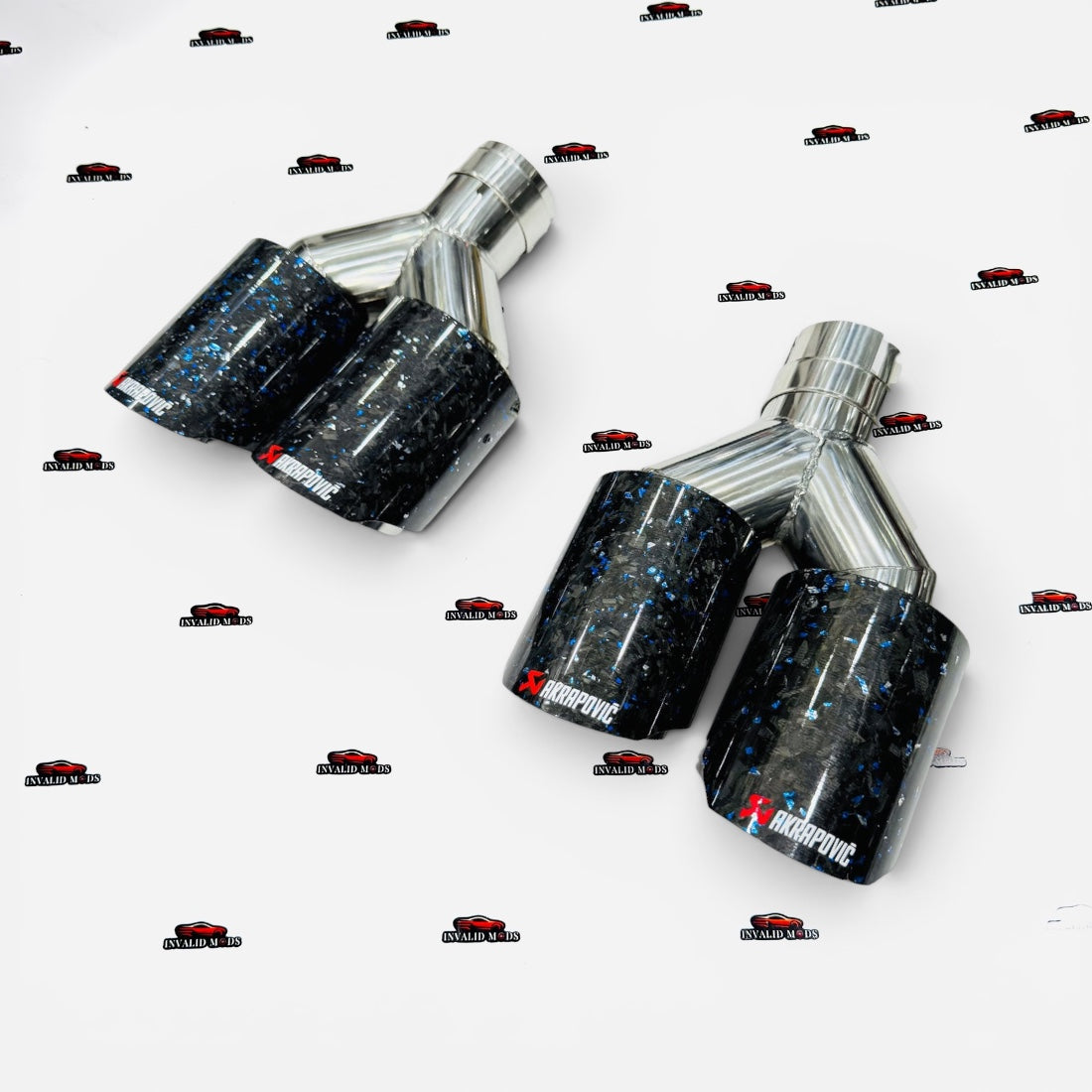Akrapovic Dual Exhaust Tip | Blue Forged Carbon Finish | Universal Stainless Steel Performance Exhaust Tip (Sold Individually)