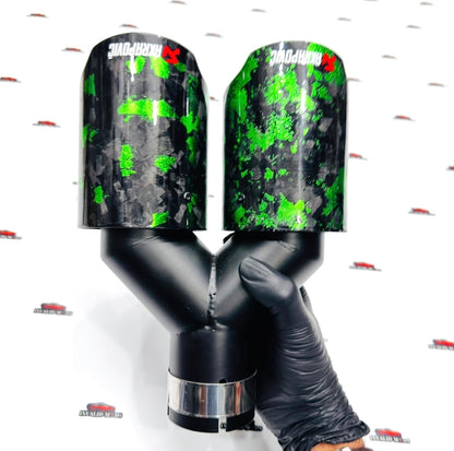 Akrapovic Dual Exhaust Tip – Green Forged Carbon | Universal Performance Upgrade